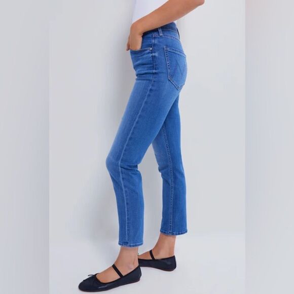 MOTHER Lhasa Love The Mid Rise Rider Ankle Cropped Straight Jeans, Size 27 - Picture 3 of 15